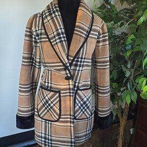Plaid Shawl Collar Coat